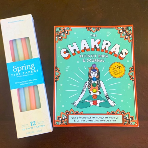 Other - The Chakras Activity Book & Journal w/ 12 Williams Sonoma Taper Candles